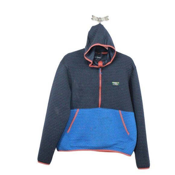 L.L. Bean Other - LL Bean Airlight Knit Half Zip Hoodie Colorblock Black Blue Size L